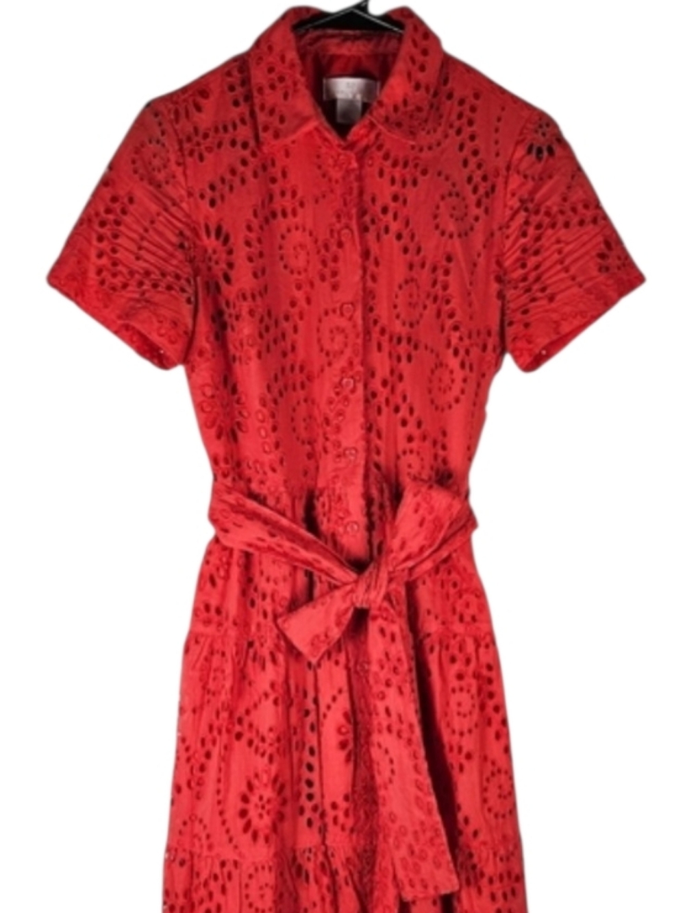Rachel Parcell Women's Button Down Lace Belted Shirt Dress Spring Summer Size S